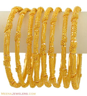 Gold Bangle Set (Set of 8) ( Set of Bangles )