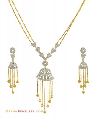 22k Designer Stone Necklace Set ( Gold Designer Sets )