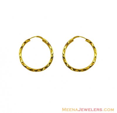 22Kt Two Tone Gold Hoops ( Hoop Earrings )