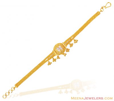 22k Gold Two Tone Bracelet ( Ladies Bracelets )