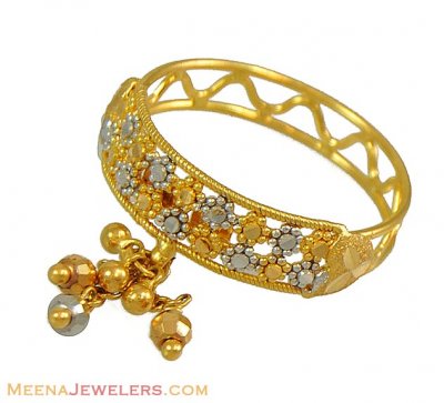 22K Gold Two Tone Ladies Ring ( Ladies Gold Ring )