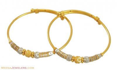 22k Designer Two Tone Baby Bangles ( Baby Bangles )