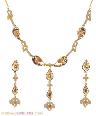 Designer Cz Necklace Set (22k) ( Gold Designer Sets )