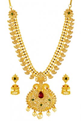 22Kt Uncut Diamond Necklace Set ( Diamond Necklace Sets )