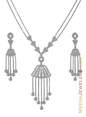 White Gold Designer Necklace Set ( White Gold Sets )