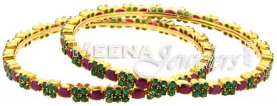 22 Kt Gold Bangles with Precious Stones ( Precious Stone Bangles )