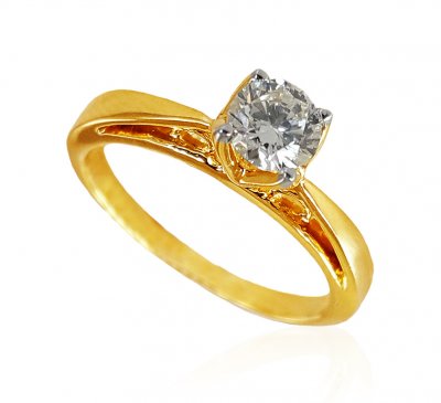 18K Gold Solitaire Diamond Ring  ( Diamond Rings )