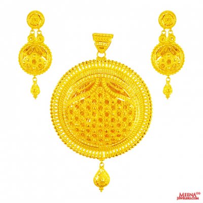 22K Traditional Pendant Set ( Gold Pendant Sets )