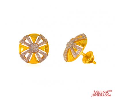 22Kt Gold CZ Tops ( Signity Earrings )