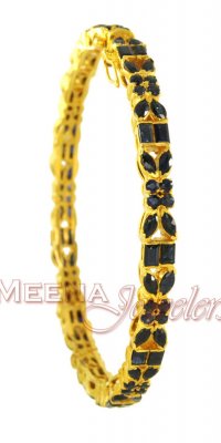 Gold Bangle With Sapphire ( Precious Stone Bangles )