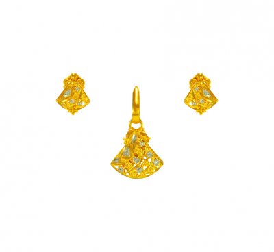 22Kt Gold Two Tone Pendant Set ( Gold Pendant Sets )