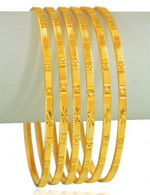 22Kt Gold Bangles (Set of 6)  ( Set of Bangles )