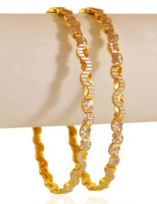 22KT Gold Two Tone Bangles (2 PC) ( Two Tone Bangles )