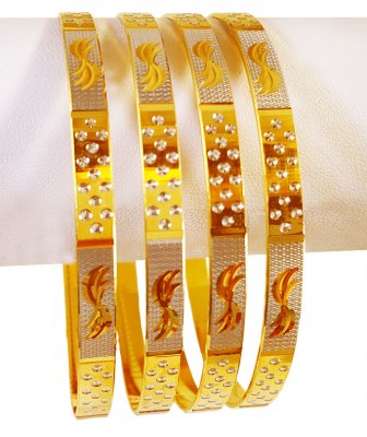 22KT Gold Two Tone Bangle Set ( Two Tone Bangles )