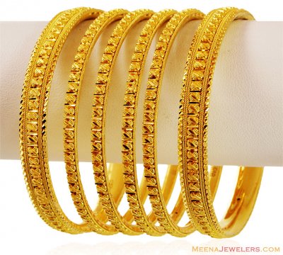 22k Fancy Filigree Bangles Set ( Set of Bangles )