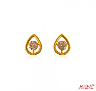 22 Kt Gold CZ Earrings ( 22 Kt Gold Tops )