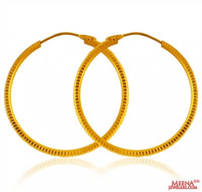 22 Kt Gold Big Hoop Earrings ( Hoop Earrings )