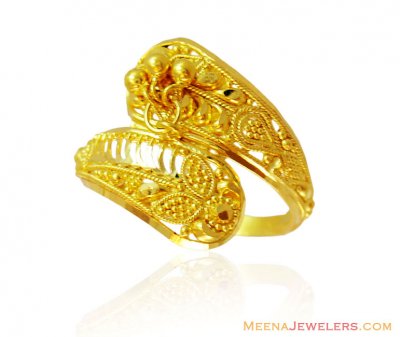 22K Gold Spiral Ring with Hangings ( Ladies Gold Ring )