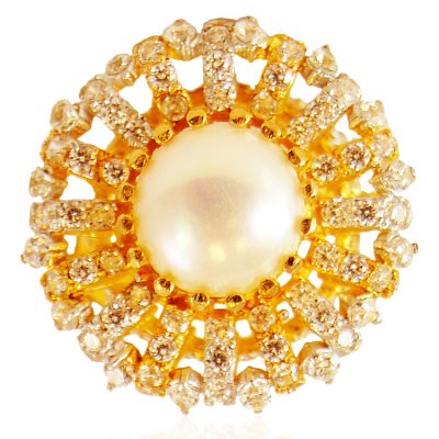 22 Karat Gold Pearl Ring ( Ladies Signity Rings )