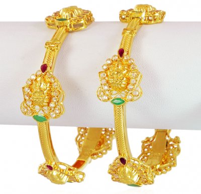 22K Kada with Lakshmi Jee (Pair) ( Kadas )