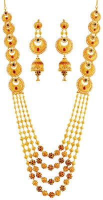 22K Chand Bali Layered Necklace Set ( Gold Designer Sets )