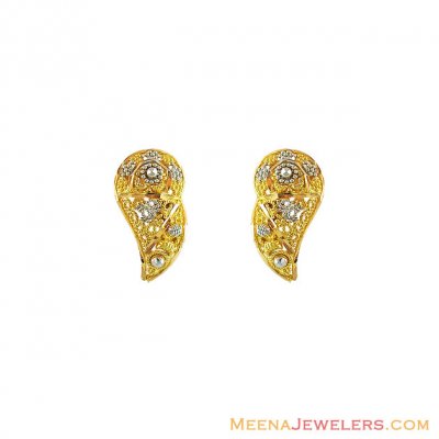 22K Filigree Earrings Two Tone ( 22 Kt Gold Tops )