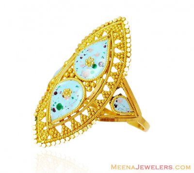 21k Fancy Meenakari Ring  ( Ladies Gold Ring )