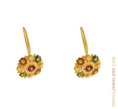 Earring With Enamel Paint ( 22Kt Gold Fancy Earrings )