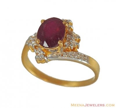 22kt Gold Ruby Ring ( Ladies Rings with Precious Stones )