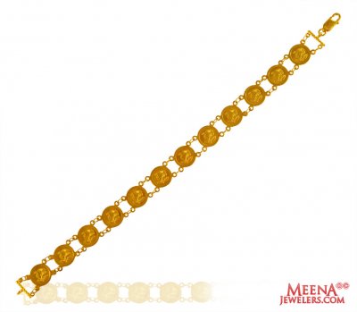 22K Fancy Gold Coin Bracelet  ( Ladies Bracelets )