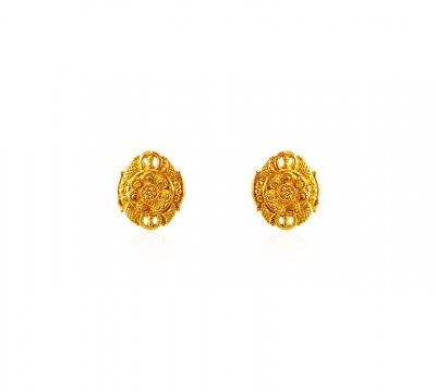 22k Indian Design Earrings ( 22 Kt Gold Tops )