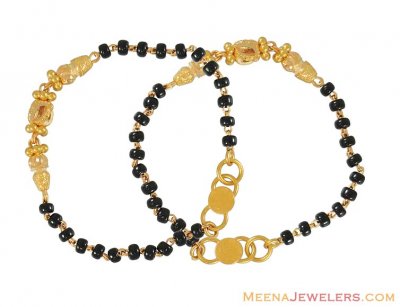 22k Gold baby bracelets ( Black Bead Bracelets )