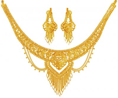 22Kt Gold Necklace Earring Set ( 22 Kt Gold Sets )