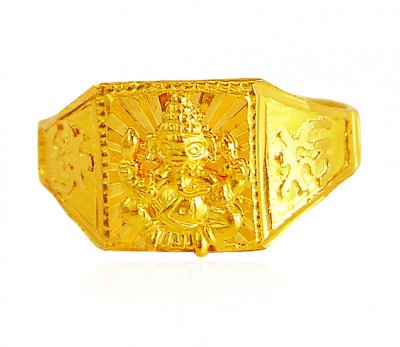 22k Gold Ganesha Mens Ring ( Religious Rings )