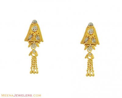 22k TwoTone Earrings ( 22Kt Gold Fancy Earrings )