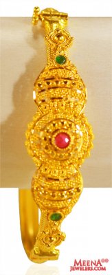 22K Gold kada with coloured stones ( Precious Stone Bangles )