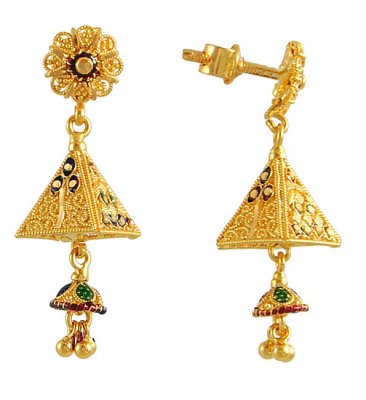 Gold Chandelier Earrings ( 22Kt Gold Fancy Earrings )