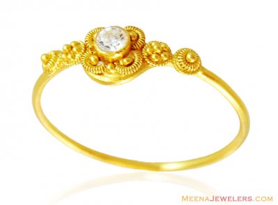 Fancy Floral Single Studded Ring ( Ladies Signity Rings )