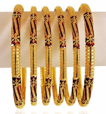 22K Gold Meena Bangles Set ( Set of Bangles )