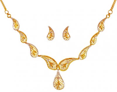 22Kt Gold Two Tone Necklace Set ( Light Sets )