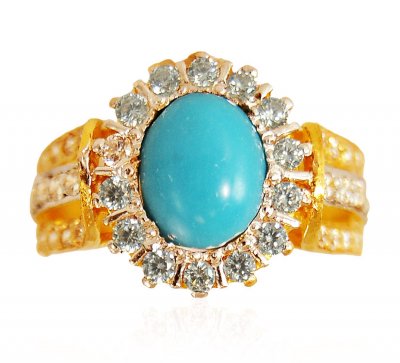 22 KT Gold  Turquoise Ring ( Ladies Rings with Precious Stones )