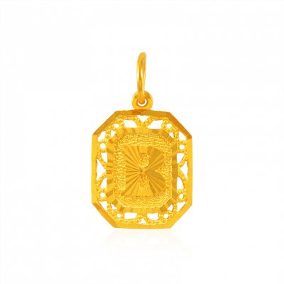 22KT Gold Pendant with Initial (B) ( Initial Pendants )