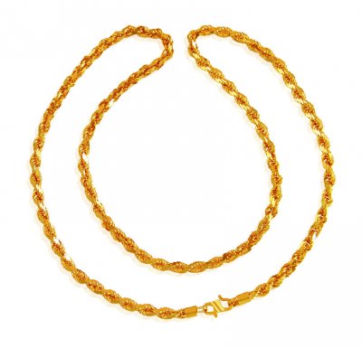 22 Karat Gold Rope Chain (20 In) ( Men`s Gold Chains )