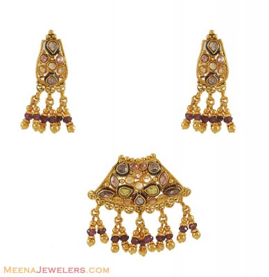 Gold Pendant Set (Antique finished) ( Antique Pendant Sets )