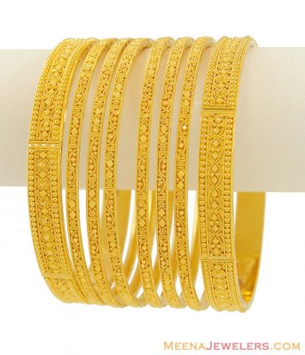 22K Gold Filigree Bangles Set ( Set of Bangles )