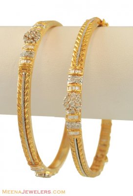 18K 2Tone Diamond Bangles( 2 pcs) ( Diamond Bangles )