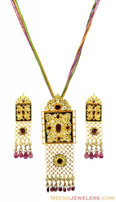 22K Indian Kundan Set ( Antique Pendant Sets )
