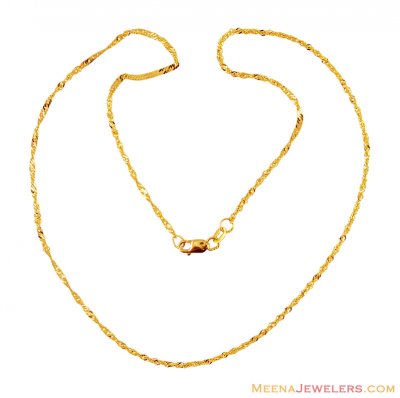 22K Gold Fancy Chain (16 Inch) ( Plain Gold Chains )