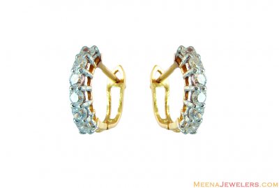 22k Fancy 2 tone Hoop Earrings ( Clip On Earrings )