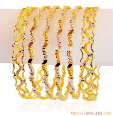 Fancy 22K Rohdium Bangles Set (2PC) ( Two Tone Bangles )